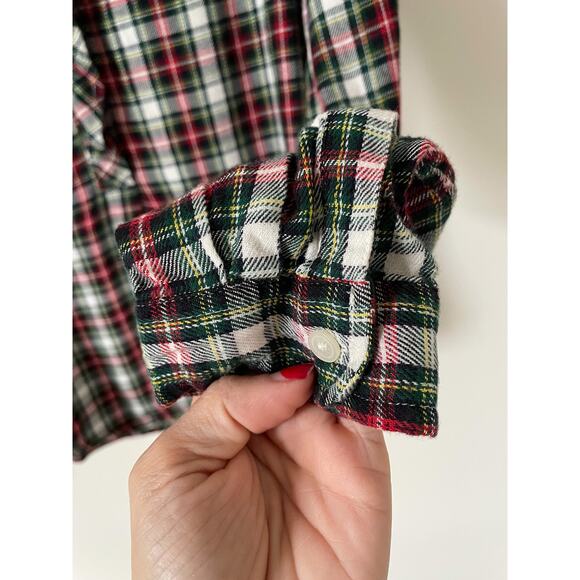 Gap Flannel Ruffle Plaid Shirt Red Green Size Medium - Picture 4 of 6